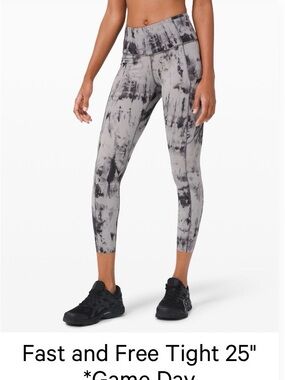 lululemon athletica Fast and Free 25" High-Rise Game Day - Gray & Black size 6